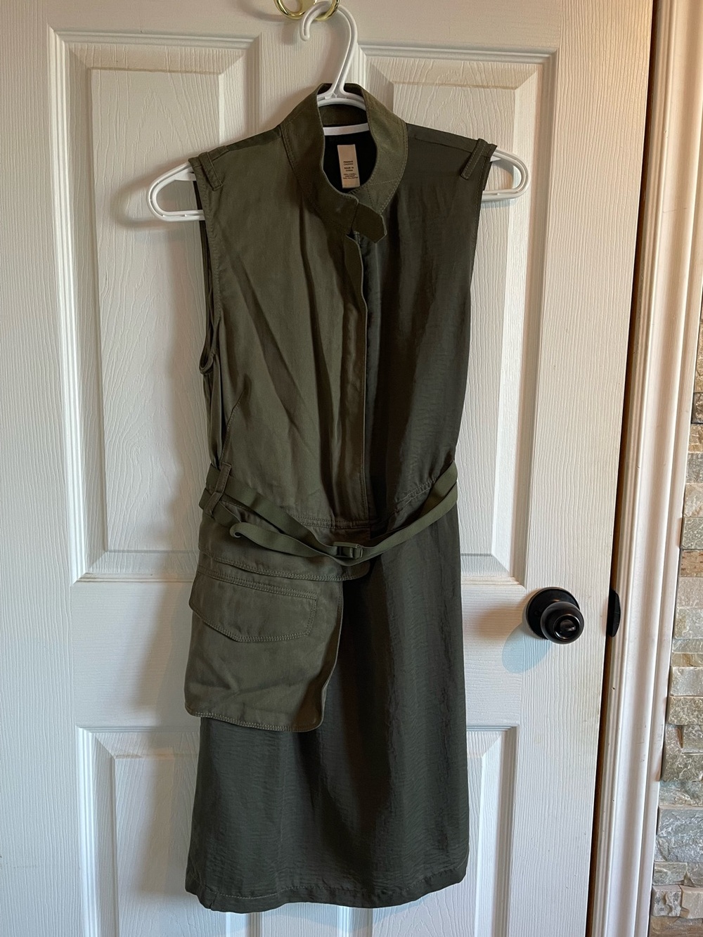Women’s Small Diesel Sleeveless Olive Utility Dress with Belt